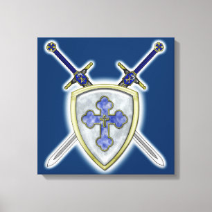 St. Michael - Swords and Shield Canvas Afdruk