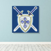 St. Michael - Swords and Shield Canvas Afdruk (Insitu (Houten vloer))