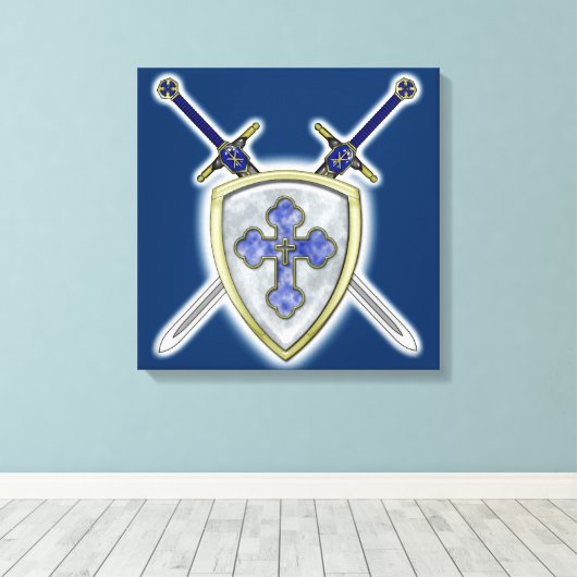 St. Michael - Swords and Shield Canvas Afdruk (Insitu (Houten vloer))