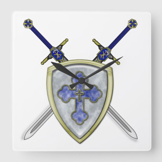 St. Michael - Swords and Shield Vierkante Klok (Voorkant)