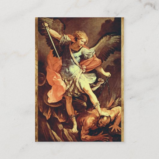 St. Michael the Archangel Antiek Parchment Visitekaartje (Achterkant)