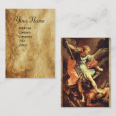 St. Michael the Archangel Antiek Parchment Visitekaartje (Voorkant / Achterkant)