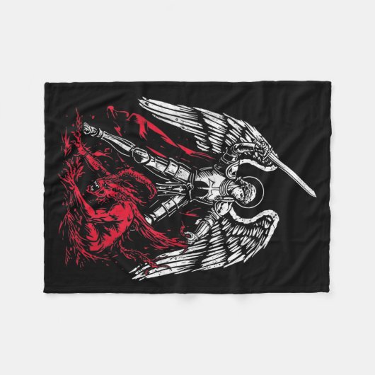 St Michael The Archangel Defeats Satan Catholic  Fleece Deken (Voorkant (Horizontaal))