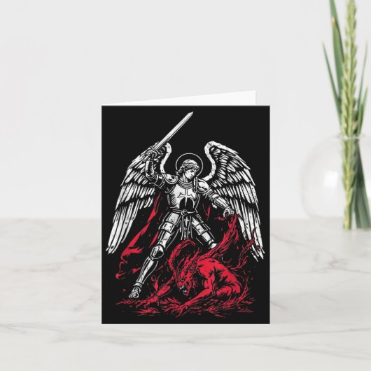 St Michael The Archangel Defeats Satan Catholic  Kaart (Voorkant)