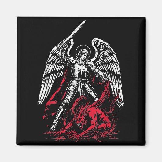 St Michael The Archangel Defeats Satan Catholic  Magneet (Voorkant)