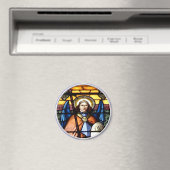 St. Michael The Archangel Glas in lood Window Magneet (Insitu (Vaatwasser))
