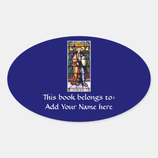 St. Michael The Archangel Glas in lood Window Ovale Sticker (Voorkant)