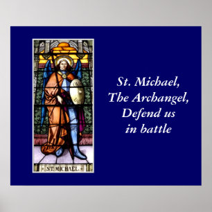 St. Michael The Archangel Glas in lood Window Poster