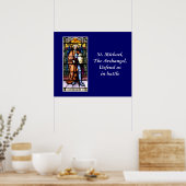 St. Michael The Archangel Glas in lood Window Poster (Keuken)