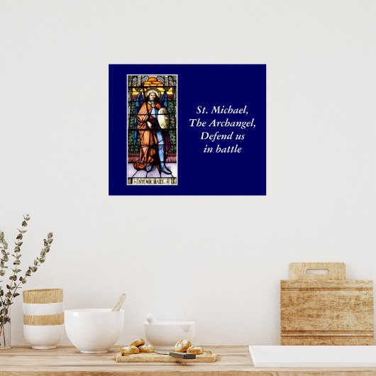 St. Michael The Archangel Glas in lood Window Poster (Keuken)