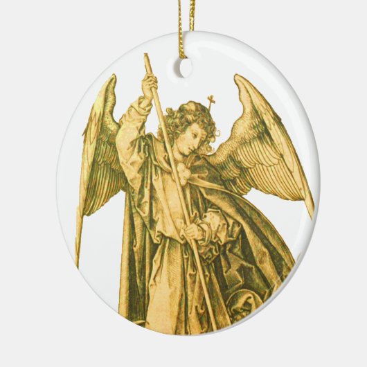 St. Michael the Archangel Gold Medieval Angel Keramisch Ornament (Links)