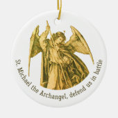 St. Michael the Archangel Gold Medieval Angel Keramisch Ornament (Voorkant)