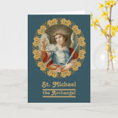 St. Michael the Archangel (M10) Blanco groet Kaart (Gele Bloem)