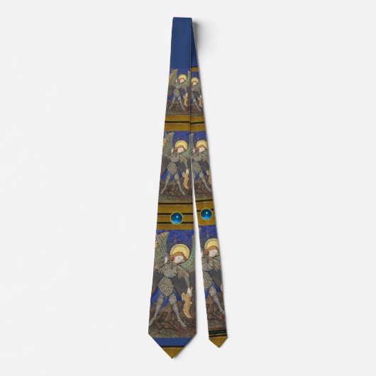 St. Michael the Archangel met Devil, Blue Topaz Stropdas (Voorkant)