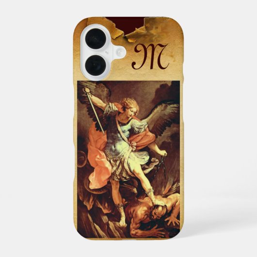 St. Michael the Archangel Monogram iPhone 16 Hoesje (Achterkant)