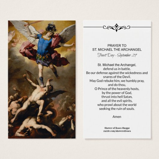 St. Michael the Archangel Prayer Heilige Kaart (Voorkant /achterkant)