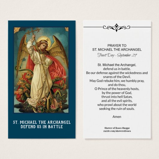 St. Michael the Archangel Prayer Heilige Kaart (Voorkant /achterkant)