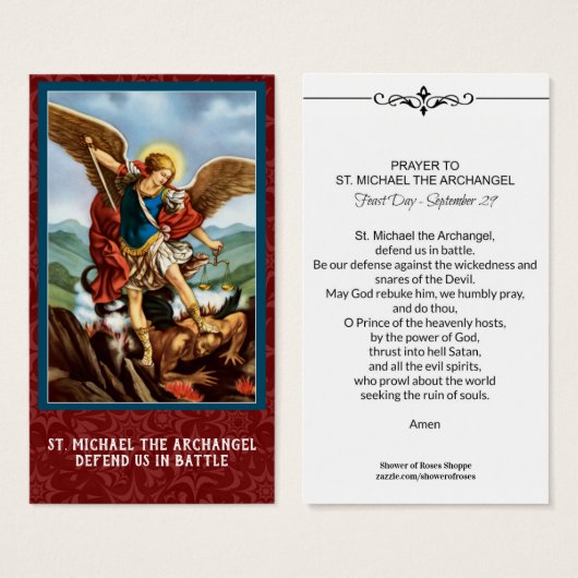 St. Michael the Archangel Prayer Heilige Kaart (Voorkant /achterkant)