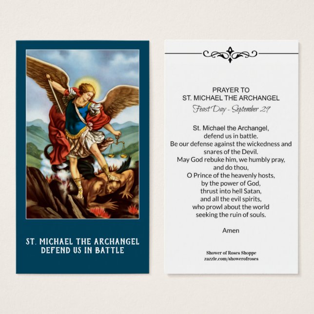 St. Michael the Archangel Prayer Heilige Kaart (Voorkant /achterkant)