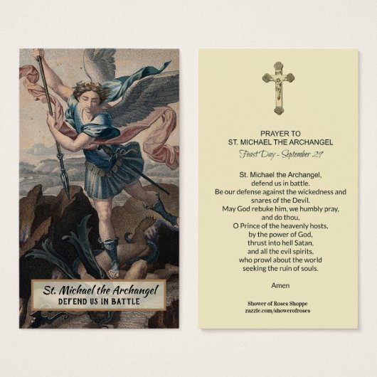 St. Michael the Archangel Prayer Heilige Kaart (Voorkant /achterkant)
