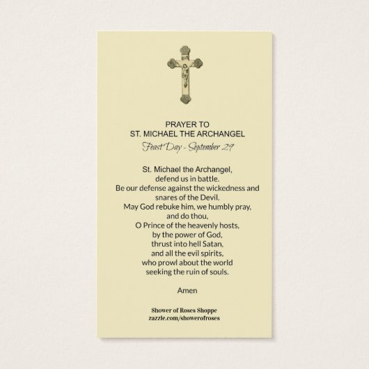 St. Michael the Archangel Prayer Heilige Kaart (Achterkant)