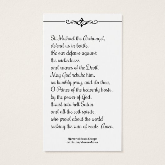 St. Michael the Archangel Prayer Heilige Kaart (Achterkant)