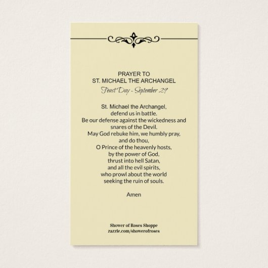 St. Michael the Archangel Prayer Heilige Kaart (Achterkant)
