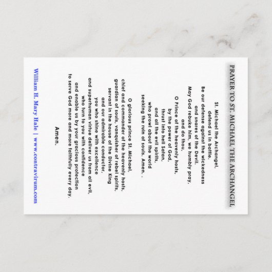 St. Michael the Archangel Prayer Kaart (Achterkant)