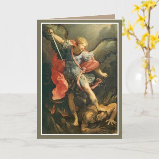 St. Michael the Archangel Prayer Kaart (Gele Bloem)