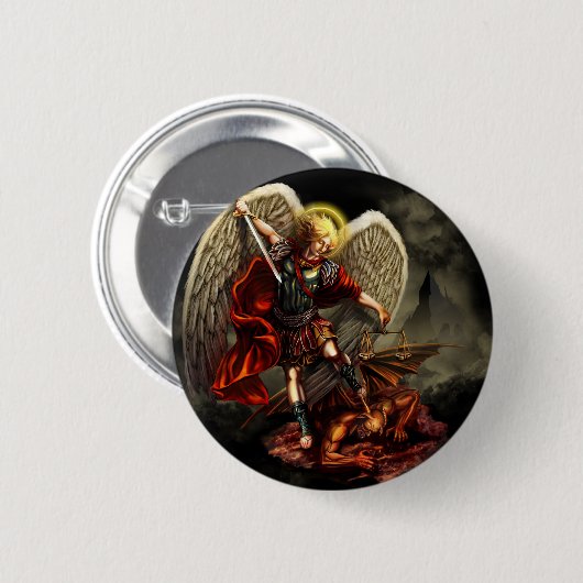 St. Michael the Archangel Ronde Button 5,7 Cm (Voorkant /achterkant)