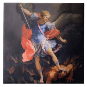 St. Michael The Archangel Saint Angel Blue Reni Tegeltje