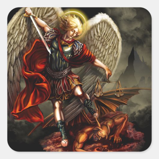 St. Michael the Archangel Vierkante Sticker (Voorkant)