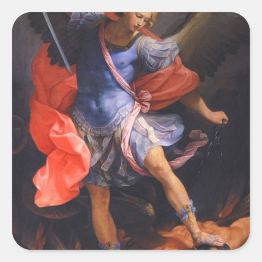 St Michael The Archangel Vierkante Sticker (Voorkant)