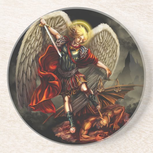 St. Michael the Archangel Zandsteen Onderzetter (Voorkant)