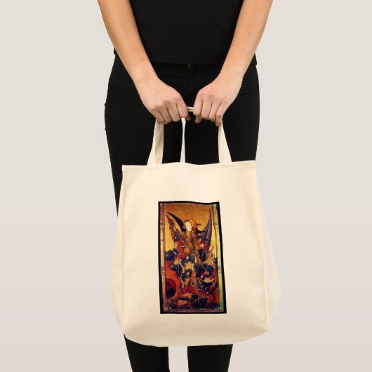 St. Michael Vanguishing Devil als middeleeuwse Kni Tote Bag (Voorkant (product))