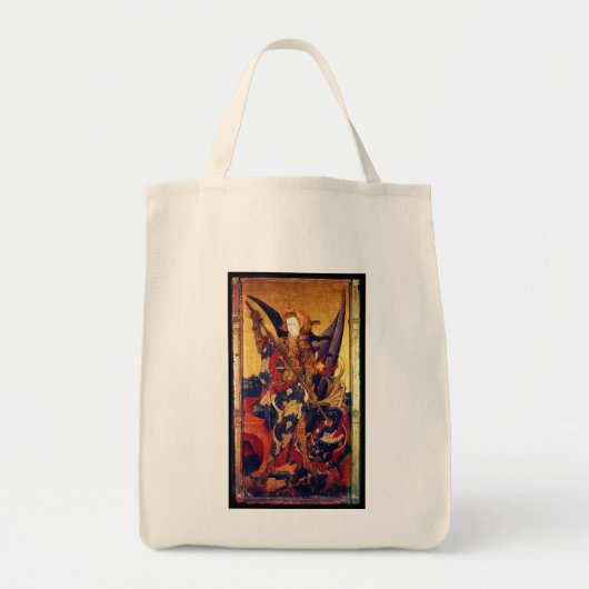 St. Michael Vanguishing Devil als middeleeuwse Kni Tote Bag (Voorkant)