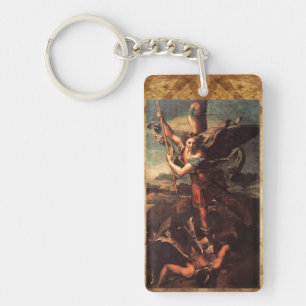 ST. MICHAEL VANGUISHING SATAN Prayer Parchment Sleutelhanger