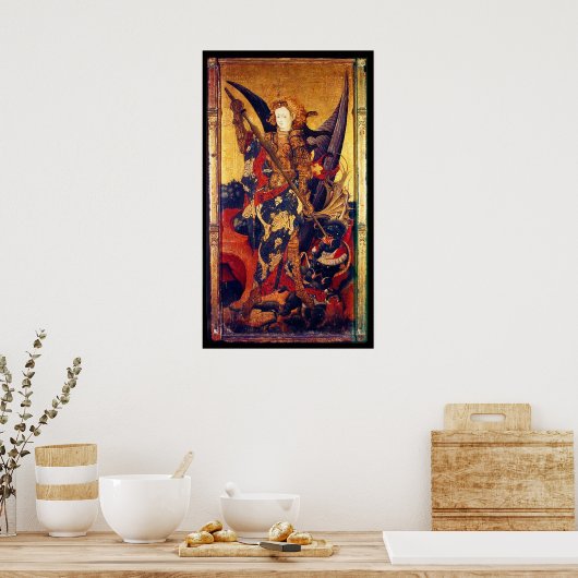 St. Michael Vanquishing Devil als middeleeuwse Kni Poster (Keuken)