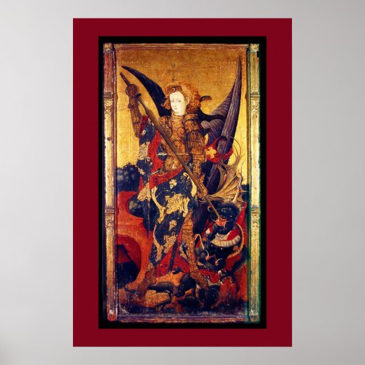 St. Michael Vanquishing Devil als middeleeuwse Kni Poster (Voorkant)
