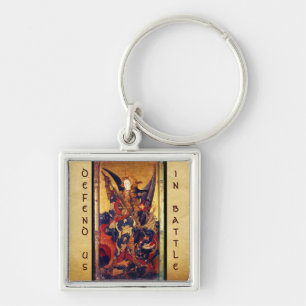 St. Michael Vanquishing Devil als middeleeuwse Kni Sleutelhanger