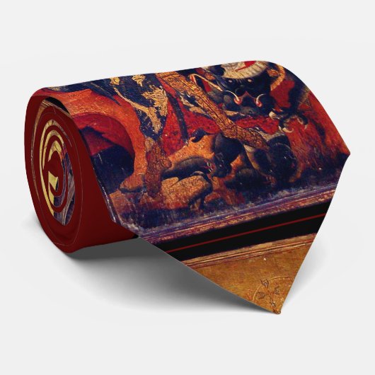 St. Michael Vanquishing Devil als middeleeuwse Kni Stropdas (Opgerold)