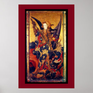 St Michael Vanquishing Devil als Middeleeuwse Poster