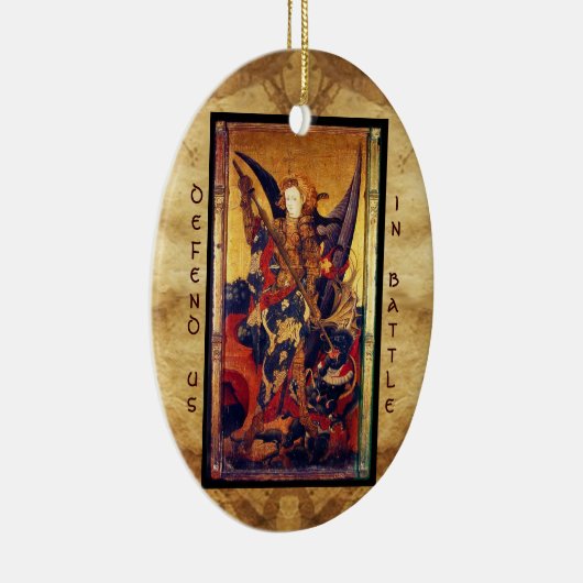 St. Michael Vanquishing Devil Prayer Keramisch Ornament (Rechts)