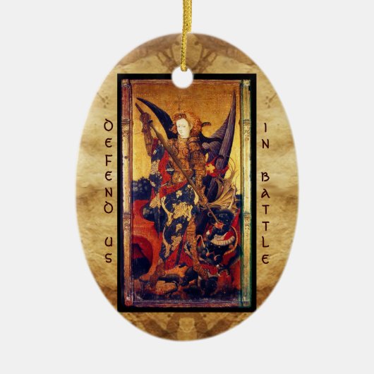 St. Michael Vanquishing Devil Prayer Keramisch Ornament (Voorkant)
