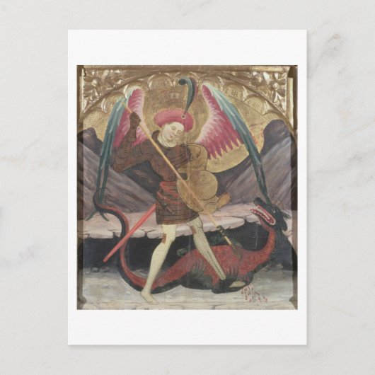 St Michael Vanquishing Evil, c.1480 (tempera on pa Briefkaart (Voorkant)