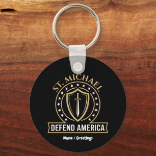 St. Michael Verdedig Amerika Tactisch Schild Emble Sleutelhanger