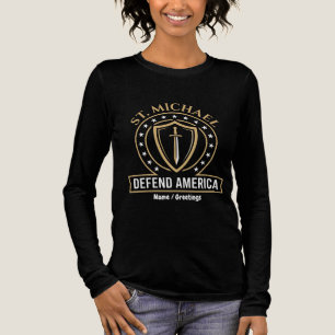 St. Michael Verdedig Amerika Tactisch Schild Emble Tri-Blend Shirt
