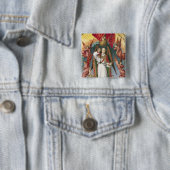 St. Michael Weighing the Souls Vierkante Button 5,1 Cm (In situ)