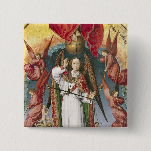 St. Michael Weighing the Souls Vierkante Button 5,1 Cm (Voorkant)