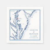 St. Michaels MD Kaart Elegante Navy Blue Wedding Servet (Voorkant)